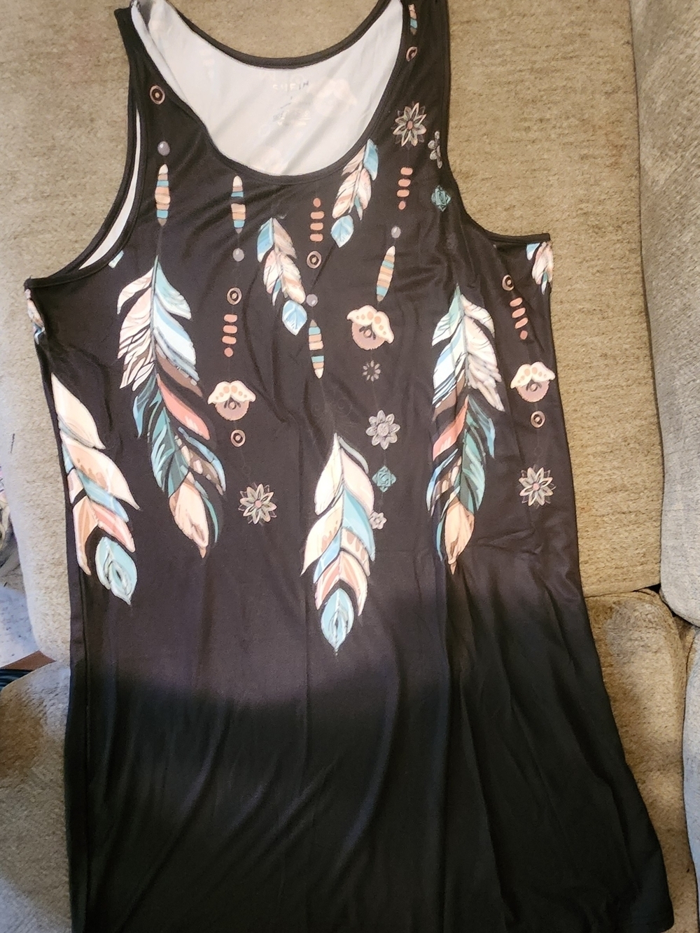 SHEIN Black Tank Top with Subtle Light Print